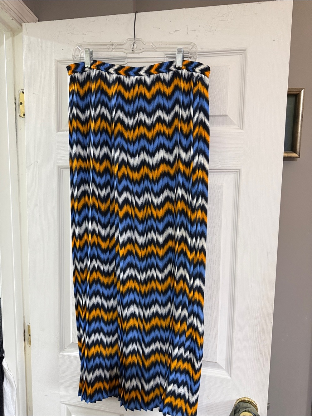 Michael Kors Chevron Print Maxi Skirt in Blue, Yellow, Black & White